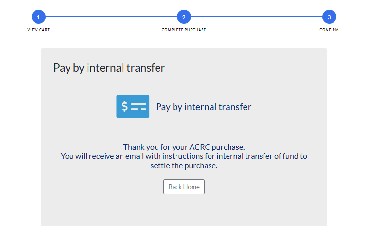 Payment confirmation screen for an internal transfer showing the final 'Confirm' step and instructions.